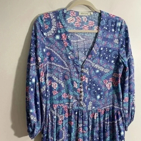 FP TO LOVE celestial/floral print midi dress Small - Picture 5 of 10